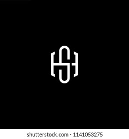 Outstanding professional elegant trendy awesome artistic black and white color HS SH initial based Alphabet icon logo.