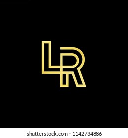 Outstanding professional elegant trendy awesome artistic black and gold color LR RL initial based Alphabet icon logo.