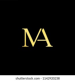 Outstanding professional elegant trendy awesome artistic black and gold color MA AM initial based Alphabet icon logo.