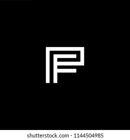 Outstanding professional elegant trendy awesome artistic black and white color PF FP initial based Alphabet icon logo.