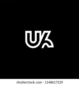 Outstanding professional elegant trendy awesome artistic black and white color UK KU initial based Alphabet icon logo.