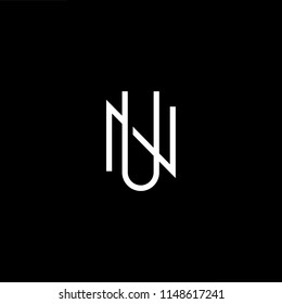 Outstanding professional elegant trendy awesome artistic black and white color UN NU initial based Alphabet icon logo.