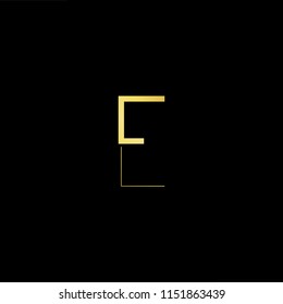 Outstanding professional elegant trendy awesome artistic black and gold color E EE initial based Alphabet icon logo.