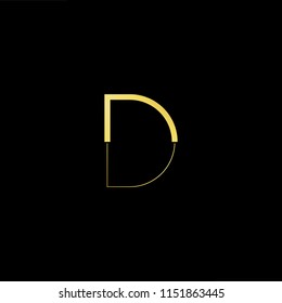 Outstanding professional elegant trendy awesome artistic black and gold color D DD initial based Alphabet icon logo.