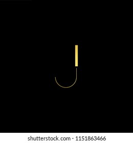 Outstanding professional elegant trendy awesome artistic black and gold color J JJ initial based Alphabet icon logo.