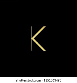 Outstanding professional elegant trendy awesome artistic black and gold color K KK initial based Alphabet icon logo.