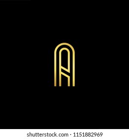 Outstanding professional elegant trendy awesome artistic black and gold color A AA initial based Alphabet icon logo.