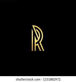 Outstanding professional elegant trendy awesome artistic black and gold color R RR RP PR initial based Alphabet icon logo.