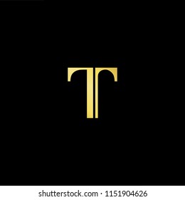 Outstanding professional elegant trendy awesome artistic black and gold color T TT initial based Alphabet icon logo.
