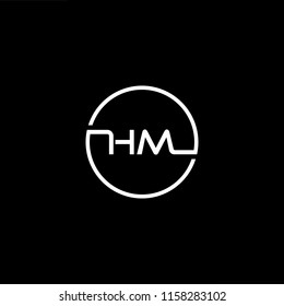 Outstanding professional elegant trendy awesome artistic black and white color HM MH initial based Alphabet icon logo.