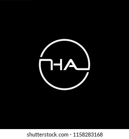 Outstanding professional elegant trendy awesome artistic black and white color HA AH initial based Alphabet icon logo.