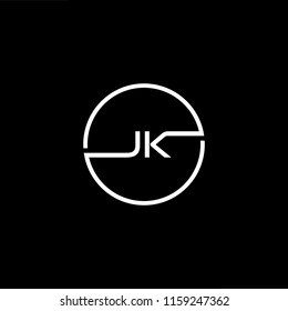 Outstanding professional elegant trendy awesome artistic black and white color JK KJ initial based Alphabet icon logo.