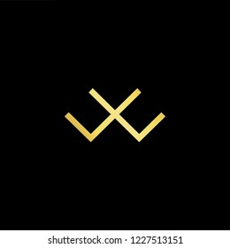 Outstanding professional elegant trendy awesome artistic black and gold color WX XW initial based Alphabet icon logo.