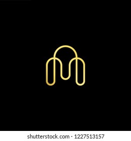 Outstanding professional elegant trendy awesome artistic black and gold color AM MA initial based Alphabet icon logo.