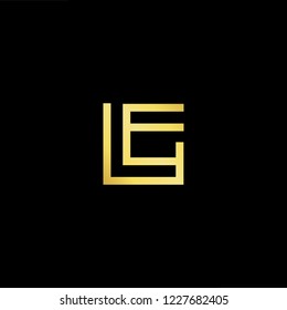 Outstanding professional elegant trendy awesome artistic black and gold color LE EL initial based Alphabet icon logo.