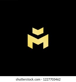 Outstanding professional elegant trendy awesome artistic black and gold color M MM initial based Alphabet icon logo.