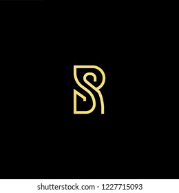 Outstanding professional elegant trendy awesome artistic black and gold color RS SR initial based Alphabet icon logo.