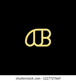 Outstanding professional elegant trendy awesome artistic black and gold color WB BW initial based Alphabet icon logo.