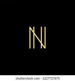 Outstanding professional elegant trendy awesome artistic black and gold color NH HN initial based Alphabet icon logo.