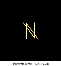 Outstanding professional elegant trendy awesome artistic black and gold color N NN initial based Alphabet icon logo.