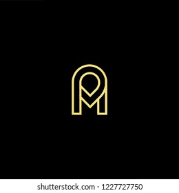 Outstanding professional elegant trendy awesome artistic black and gold color AM MA initial based Alphabet icon logo.