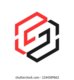 Outstanding professional elegant trendy awesome artistic black and red color SS initial based Alphabet icon logo.