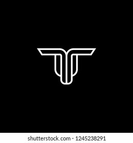 Outstanding professional elegant trendy awesome artistic black and white color T TT UT TU initial based Alphabet icon logo.