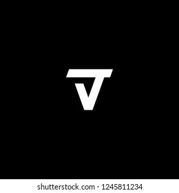 Outstanding professional elegant trendy awesome artistic black and white color TV VT JV VJ JT TJ initial based Alphabet icon logo.