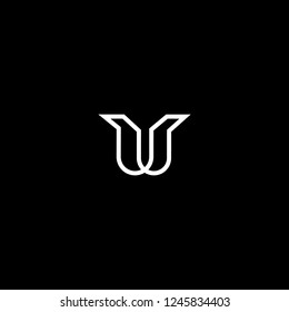 Outstanding professional elegant trendy awesome artistic black and white color U UU UY YU initial based Alphabet icon logo.