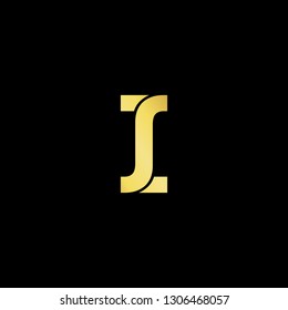 Outstanding professional elegant trendy awesome artistic black and gold color IS SI initial based Alphabet icon logo.