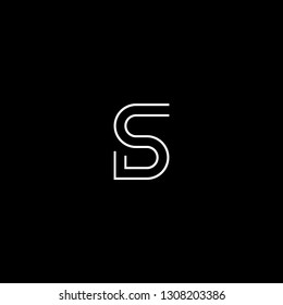 Outstanding professional elegant trendy awesome artistic black and white color SD DS initial based Alphabet icon logo.