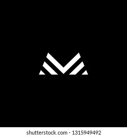 Outstanding professional elegant trendy awesome artistic black and white color M MM MV VM initial based Alphabet icon logo.