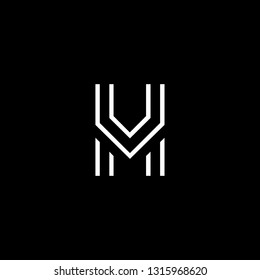 Outstanding professional elegant trendy awesome artistic black and white color HU UH HV VH initial based Alphabet icon logo.