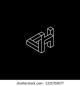 Outstanding professional elegant trendy awesome artistic black and white color AH HA initial based Alphabet icon logo.