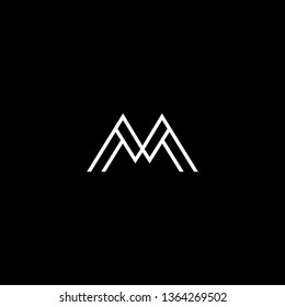Outstanding professional elegant trendy awesome artistic black and white color M MM MV VM initial based Alphabet icon logo.