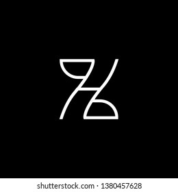 Outstanding professional elegant trendy awesome artistic black and white color ZH HZ initial based Alphabet icon logo.