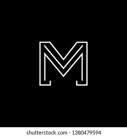 Outstanding professional elegant trendy awesome artistic black and white color M MM MV VM initial based Alphabet icon logo.