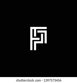 Outstanding professional elegant trendy awesome artistic black and white color P FP PF initial based Alphabet icon logo.