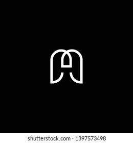 Outstanding professional elegant trendy awesome artistic black and white color AM MA AH HA initial based Alphabet icon logo.