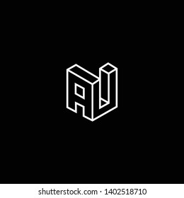 Outstanding professional elegant trendy awesome artistic black and white color AU UA initial based Alphabet icon logo.