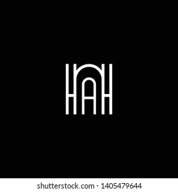 Outstanding professional elegant trendy awesome artistic black and white color HA AH initial based Alphabet icon logo.