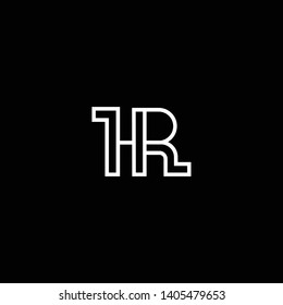 Outstanding professional elegant trendy awesome artistic black and white color HR RH initial based Alphabet icon logo.