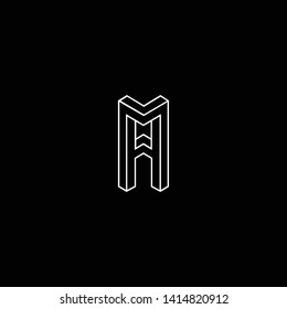 Outstanding professional elegant trendy awesome artistic black and white color AA FF AM MA initial based Alphabet icon logo.