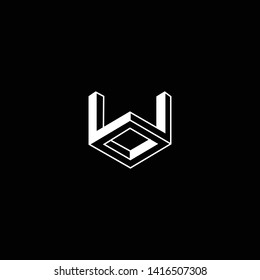 Outstanding professional elegant trendy awesome artistic black and white color W WW WO OW UO OU UD DU initial based Alphabet icon logo.