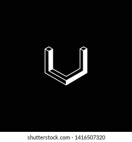 Outstanding professional elegant trendy awesome artistic black and white color V VV VU UV initial based Alphabet icon logo.
