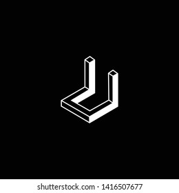 Outstanding professional elegant trendy awesome artistic black and white color U UU initial based Alphabet icon logo.