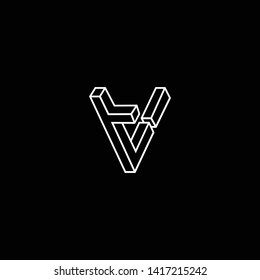 Outstanding professional elegant trendy awesome artistic black and white color V VV TV VT initial based Alphabet icon logo.