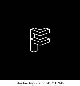 Outstanding professional elegant trendy awesome artistic black and white color F FF FM MF initial based Alphabet icon logo.