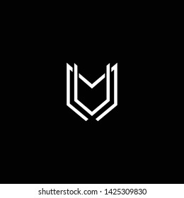 Outstanding professional elegant trendy awesome artistic black and white color MV VM MU UM initial based Alphabet icon logo.