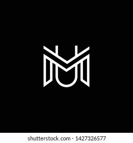 Outstanding professional elegant trendy awesome artistic black and white color MU UM initial based Alphabet icon logo.